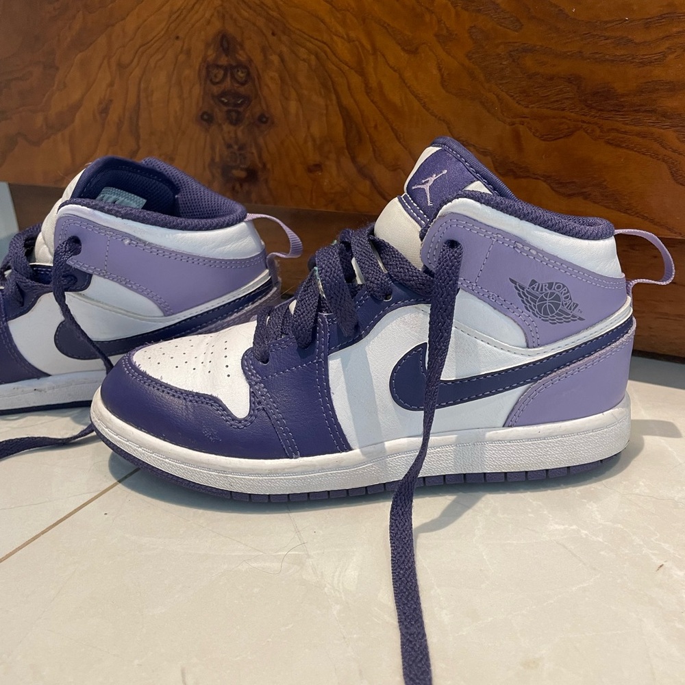 Nike Air Jordan Purple and White High-Top Sneakers